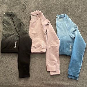 3 gymshark long sleeves